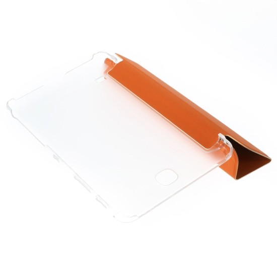 Orange for Samsung Galaxy Tab 4 7.0-inch T230 / T235 Toothpick Grain Leather Tri-fold Stand Case - sāniski atverams maciņš ar stendu (ādas maks, grāmatiņa, leather book wallet case cover stand)