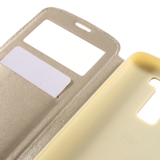 RoarKorea Noble View priekš LG G5 H850 - Zelts - sāniski atverams maciņš ar stendu un lodziņu (ādas maks, grāmatiņa, leather book wallet case cover stand)