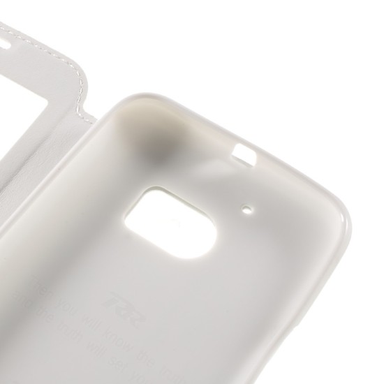 RoarKorea Noble View HTC One M9 - Balts - sāniski atverams maciņš ar stendu un lodziņu (ādas maks, grāmatiņa, leather book wallet case cover stand)