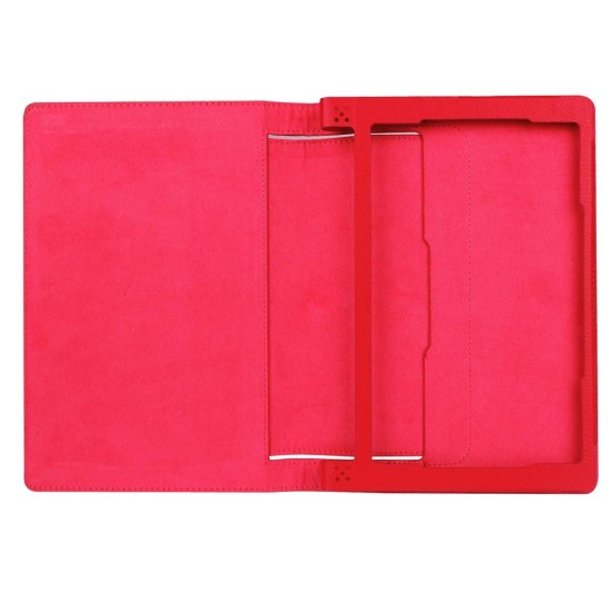 Litchi Texture PU Leather Tablet Case for Lenovo Yoga Tab 3 8.0 YT3-850F / YT3-850L - Red - sāniski atverams maciņš ar stendu (ādas maks, grāmatiņa, leather book wallet case cover stand)