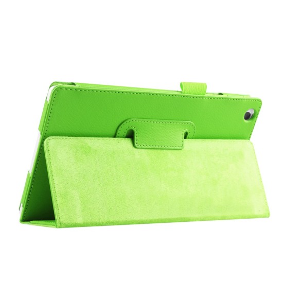 Litchi Grain Protective Leather Case for Lenovo Tab 2 A8-50 / Tab 3 A8-50 / TB3-850M - Green - sāniski atverams maciņš ar stendu (ādas maks, grāmatiņa, leather book wallet case cover stand)