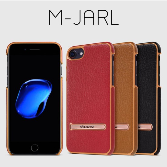 NILLKIN M-JARL Series Leather Skin PC Case priekš Apple iPhone 7 / 8 / SE2 (2020) / SE3 (2022) - Melns - ādas / plastikāta aizmugures apvalks / bampers-vāciņš