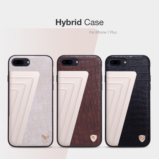 NILLKIN Hybrid Case with Crocodile Leather priekš Apple iPhone 7 Plus / 8 Plus - Melns - ādas apvalks (bampers, vāciņš, slim case cover, vaks bumper)