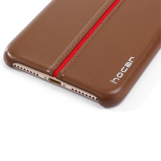HOCAR Contrast Color PU Leather Back Case priekš Apple iPhone 7 Plus / 8 Plus - Brūns - ādas aizmugures apvalks (bampers, vāciņš, leather cover, bumper)