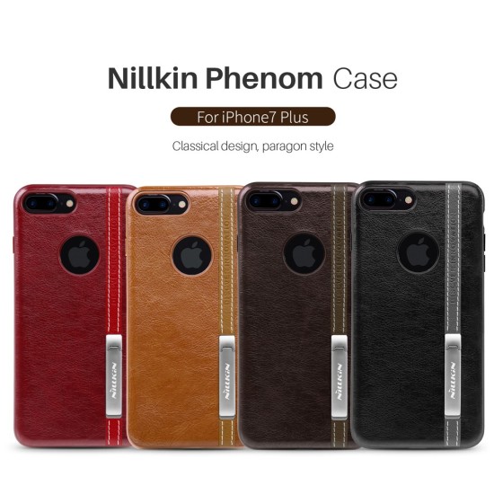NILLKIN Phenom Case priekš Apple iPhone 7 Plus - Sarkans - ādas aizmugures apvalks (bampers, vāciņš, slim case cover, vaks bumper)