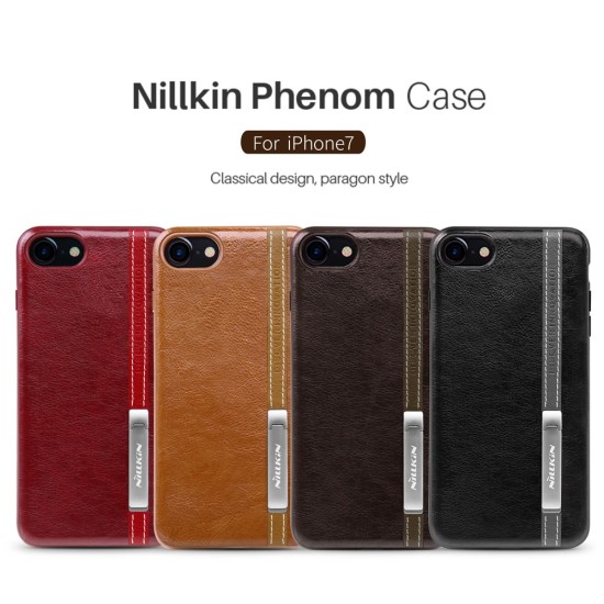NILLKIN Phenom Case priekš Apple iPhone 7 / 8 / SE2 (2020) / SE3 (2022) - Sarkans - ādas aizmugures apvalks / bampers-vāciņš