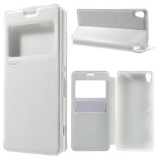 RoarKorea Noble View Sony Xperia XA F3111 / F3112 - Balts - sāniski atverams maciņš ar stendu un lodziņu (ādas maks, grāmatiņa, leather book wallet case cover stand)