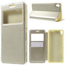 RoarKorea Noble View Sony Xperia XA F3111 / F3112 - Zelts - sāniski atverams maciņš ar stendu un lodziņu (ādas maks, grāmatiņa, leather book wallet case cover stand)