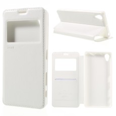 RoarKorea Noble View Sony Xperia X Perfomance F8131 / F8132 - Balts - sāniski atverams maciņš ar stendu un lodziņu (ādas maks, grāmatiņa, leather book wallet case cover stand)
