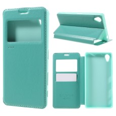 RoarKorea Noble View Sony Xperia X Perfomance F8131 / F8132 - Tirkīzs - sāniski atverams maciņš ar stendu un lodziņu (ādas maks, grāmatiņa, leather book wallet case cover stand)