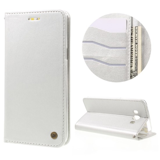 RoarKorea Only One Flip Case priekš Samsung Galaxy J1 Ace J110 - Sudrabains - sāniski atverams maciņš ar stendu (ādas grāmatveida maks, leather book wallet cover stand)