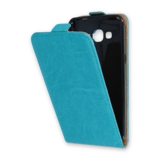 GreenGo Leather Case Plus New priekš LG K8 K350 - Tirkīzs - vertikāli atverams maciņš (ādas telefona maks, leather book vertical flip case cover)