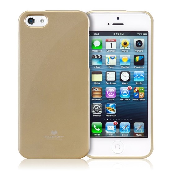 Mercury Jelly Case ar spīdumiem priekš Apple iPhone 6 / 6S - Zelts - silikona aizmugures apvalks (bampers, vāciņš, slim TPU silicone case cover, bumper)