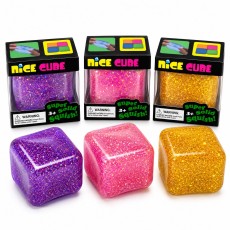 Super Solid Glitter Squishy Cube – Assorted Colors (Purple, Pink, Gold) - Antistresa rotaļlieta / mīksts marmora skvīša kubs