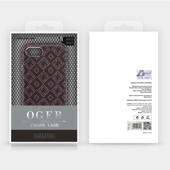NILLKIN Oger Lattice Leather Coated Hard Case priekš Apple iPhone 7 / 8 / SE2 (2020) / SE3 (2022) - Ivory White - ādas aizmugures apvalks / bampers-vāciņš