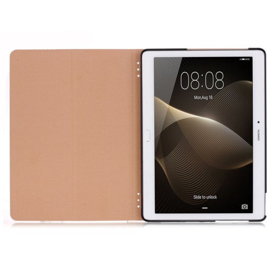Slim Leather Case Smart Stand Cover for Huawei MediaPad M2 10 (M2-A01W / M2-A01L) 10.1-inch - Black - sāniski atverams maciņš ar stendu (ādas maks, grāmatiņa, leather book wallet case cover stand)