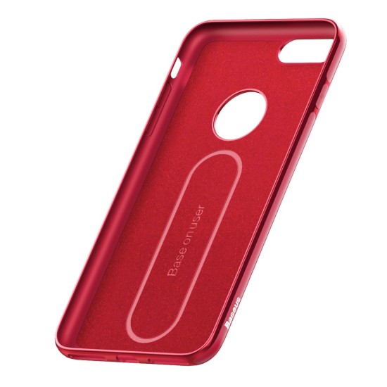 BASEUS Mystery Case Matte TPU Cover (Built-in Magnetic Iron Sheet) priekš Apple iPhone 7 / 8 / SE2 (2020) / SE3 (2022) - Sarkans - silikona aizmugures apvalks / bampers-vāciņš