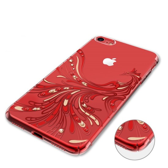 Kingxbar Swarovski Phoenix series priekš Apple iPhone X / XS - Sarkans - plastikāta aizmugures apvalks ar kristāliem (bampers, vāciņš, slim TPU case cover, bumper)