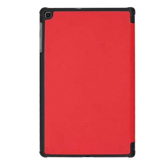 Tri-fold Stand PU Smart Auto Wake/Sleep Leather Case priekš Samsung Galaxy Tab A 10.1 (2019) T510 / T515 - Sarkans - sāniski atverams maciņš ar stendu