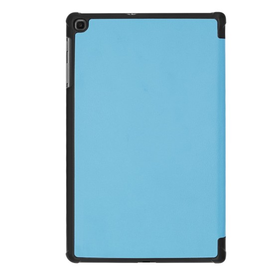 Tri-fold Stand PU Smart Auto Wake/Sleep Leather Case priekš Samsung Galaxy Tab A 10.1 (2019) T510 / T515 - Gaiši Zils - sāniski atverams maciņš ar stendu