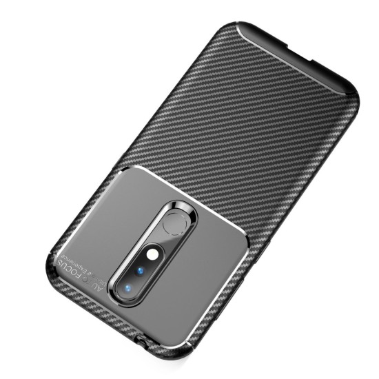 Beetle Series Carbon Fiber TPU Protection Phone Cover priekš Nokia 4.2 - Melns - triecienizturīgs silikona aizmugures apvalks (bampers, vāciņš, slim TPU silicone case shell cover, bumper)