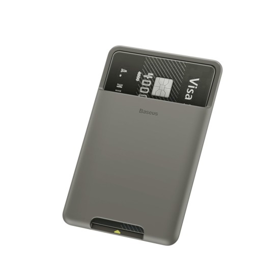 Baseus Silicone Back Stick Credit / ID Card Holder - Tumši Pelēks - silikona kredītkaršu vai ID karšu turētājs