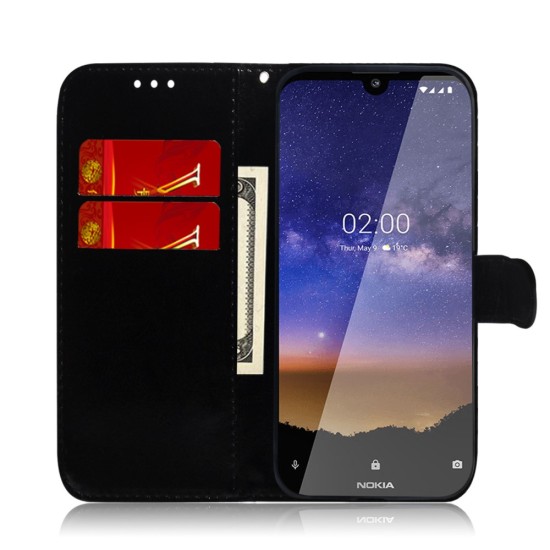 Flower Pattern Leather Wallet Stand Case priekš Nokia 2.2 - Sudrabains - sāniski atverams maciņš ar stendu