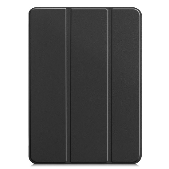 Tri-fold Stand PU Smart Auto Wake/Sleep Leather Case priekš Apple iPad Pro 12.9 (2020 / 2021 / 2022) - Melns - sāniski atverams maciņš ar stendu