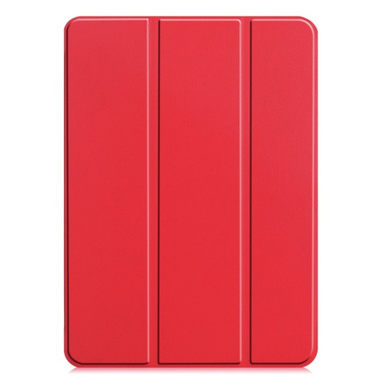 Tri-fold Stand PU Smart Auto Wake/Sleep Leather Case priekš Apple iPad Pro 12.9 (2020 / 2021 / 2022) - Sarkans - sāniski atverams maciņš ar stendu
