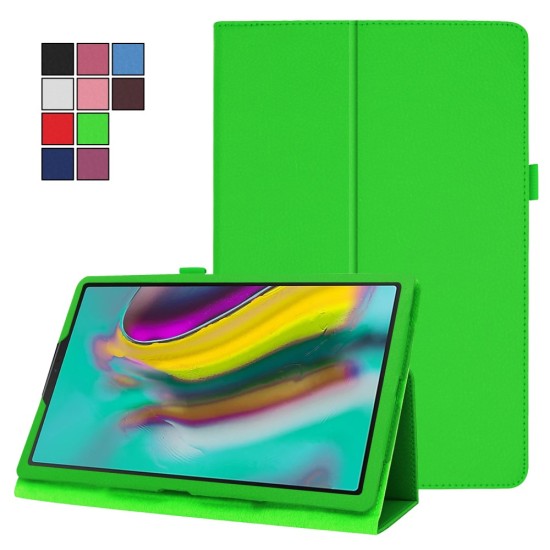 Litchi Texture Leather Stand Protective Case priekš Samsung Galaxy Tab A 10.1 (2019) T510 / T515 - Zaļš - sāniski atverams maciņš ar stendu