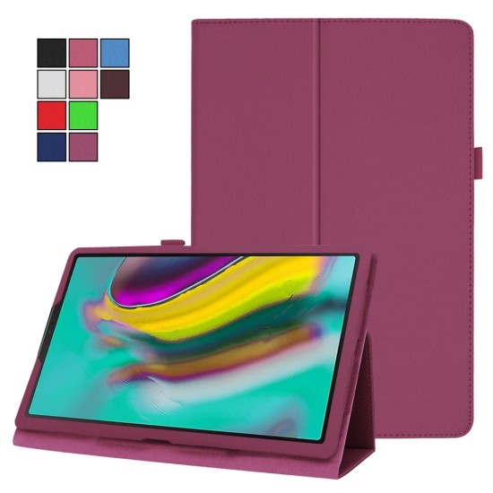 Litchi Texture Leather Stand Protective Case priekš Samsung Galaxy Tab A 10.1 (2019) T510 / T515 - Violets - sāniski atverams maciņš ar stendu