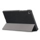 Tri-fold Stand PU Smart Auto Wake/Sleep Leather Case priekš Lenovo Tab M10 Plus FHD X606 - Melns - sāniski atverams maciņš ar stendu