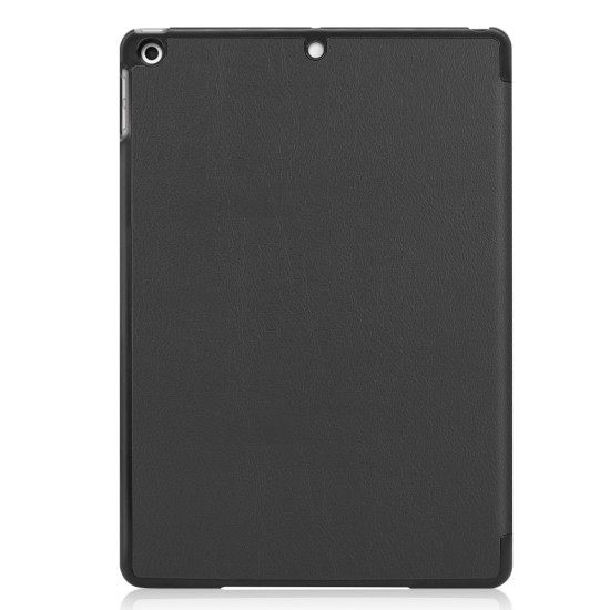 Tri-fold Stand PU Smart Auto Wake/Sleep Leather Case priekš Apple iPad 10.2 (2019 / 2020 / 2021) - Melns - sāniski atverams maciņš ar stendu