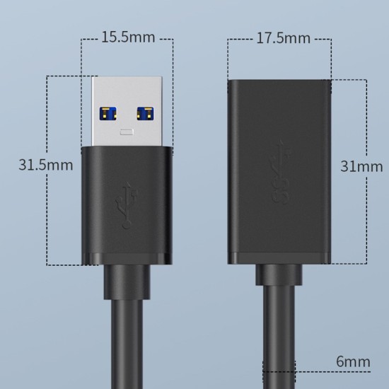 5M Pagarinātāja kabelis USB to USB 3.0 extension cable - Melns - lādēšanas un datu kabeļa / vada pagarinātājs