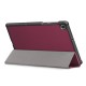 Tri-fold Stand PU Smart Auto Wake/Sleep Leather Case priekš Lenovo Tab M10 HD X306 - Bordo - sāniski atverams maciņš ar stendu