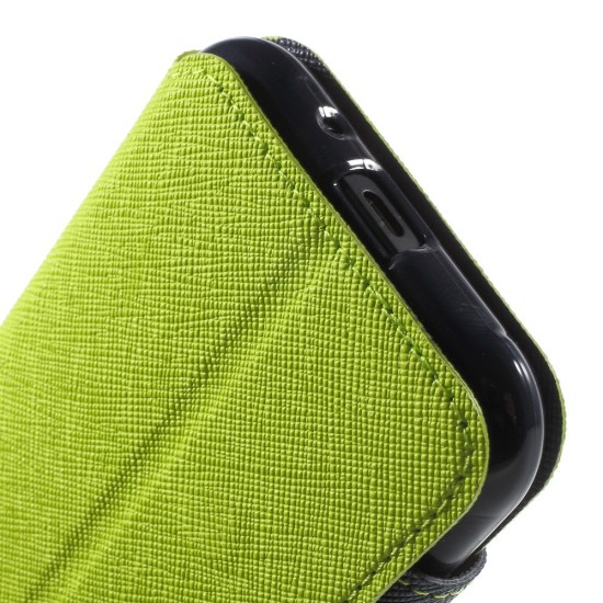 RoarKorea Fancy Diary View Samsung Galaxy J1 J100 Wake/Sleep - Zaļš - sāniski atverams maciņš ar stendu un lodziņu (ādas maks, grāmatiņa, leather book wallet case cover stand)