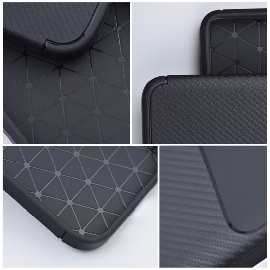 Carbon Premium Back Case priekš Apple iPhone 12 / 12 Pro - Melns - silikona aizmugures apvalks / bampers-vāciņš