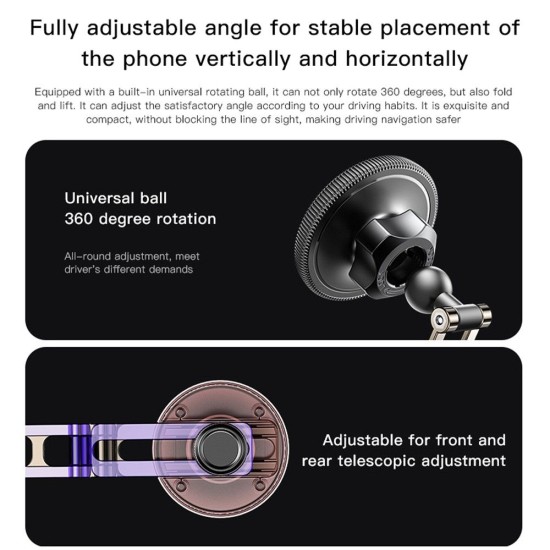 Forcell F-Grip IronSecure Magnetic Phone Holder with MagSafe for Dashboard / Windshield - Melns - Universāls stiprinājums uz automašīnas paneļa vai loga