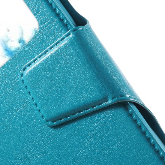 Universal Crazy Horse Window Leather Case, Size: 13.5 x 7cm - Blue - sāniski atverams maciņš ar stendu un lodziņu (ādas maks, grāmatiņa, leather book wallet case cover stand)