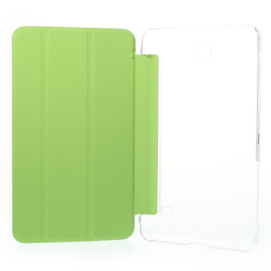 Green for Samsung Galaxy Tab 4 7.0-inch T230 / T235 Toothpick Grain Leather Tri-fold Stand Case - sāniski atverams maciņš ar stendu (ādas maks, grāmatiņa, leather book wallet case cover stand)