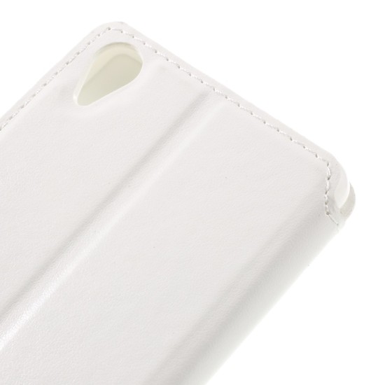 RoarKorea Noble View Sony Xperia X F5121 / F5122 - Balts - sāniski atverams maciņš ar stendu un lodziņu (ādas maks, grāmatiņa, leather book wallet case cover stand)