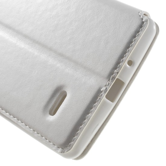 RoarKorea Noble View priekš LG G4 Stylus H635 Wake/Sleep - Balts - sāniski atverams maciņš ar stendu un lodziņu (ādas maks, grāmatiņa, leather book wallet case cover stand)