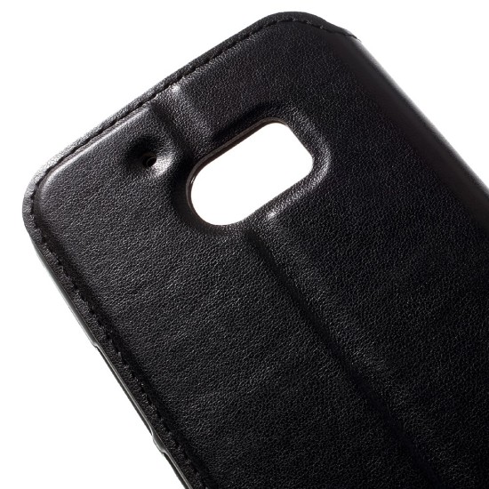 RoarKorea Noble View HTC One A9 - Melns - sāniski atverams maciņš ar stendu un lodziņu (ādas maks, grāmatiņa, leather book wallet case cover stand)
