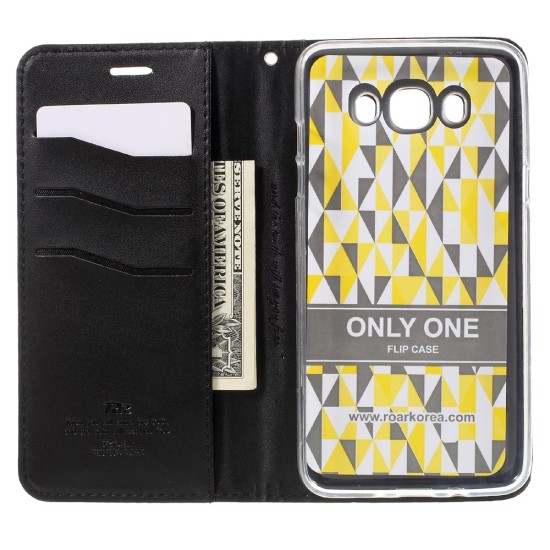 RoarKorea Only One Magnet Flip Case priekš Samsung Galaxy J1 J120 (2016) - Melns - magnētisks sāniski atverams maciņš ar stendu (ādas grāmatveida maks, leather book wallet cover stand)