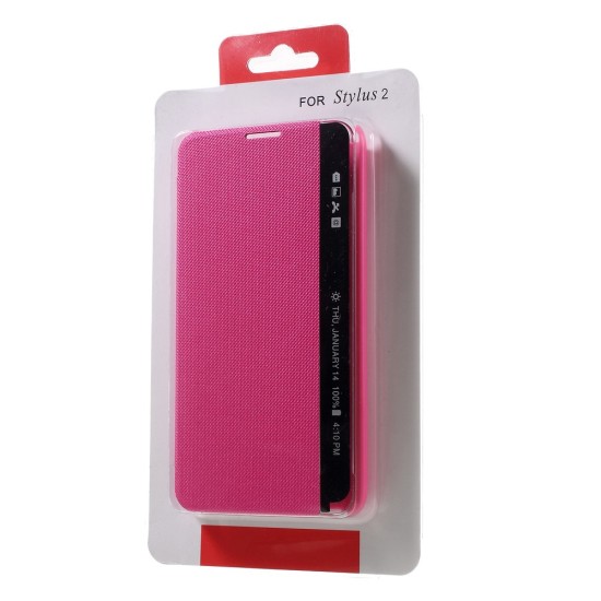 View Window Leather Smart Phone Case for LG Stylus 2 K520 - Rose - sāniski atverams maciņš ar lodziņu un stendu (ādas maks, grāmatiņa, leather book wallet case cover stand)
