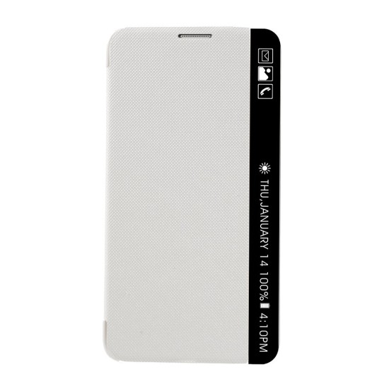 View Window Leather Smart Phone Case for LG Stylus 2 K520 - White - sāniski atverams maciņš ar lodziņu un stendu (ādas maks, grāmatiņa, leather book wallet case cover stand)