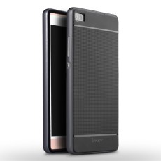 IPAKY Hybrid PC TPU Case for Huawei Ascend P8 - Black - silikona ar plastikas rāmi aizmugures apvalks (bampers, vāciņš, TPU silicone cover, bumper shell)