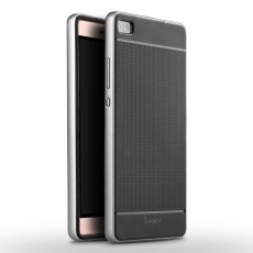 IPAKY Hybrid PC TPU Case for Huawei Ascend P8 - Silver - silikona ar plastikas rāmi aizmugures apvalks (bampers, vāciņš, TPU silicone cover, bumper shell)