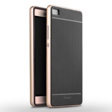 IPAKY Hybrid PC TPU Case for Huawei Ascend P8 - Gold - silikona ar plastikas rāmi aizmugures apvalks (bampers, vāciņš, TPU silicone cover, bumper shell)
