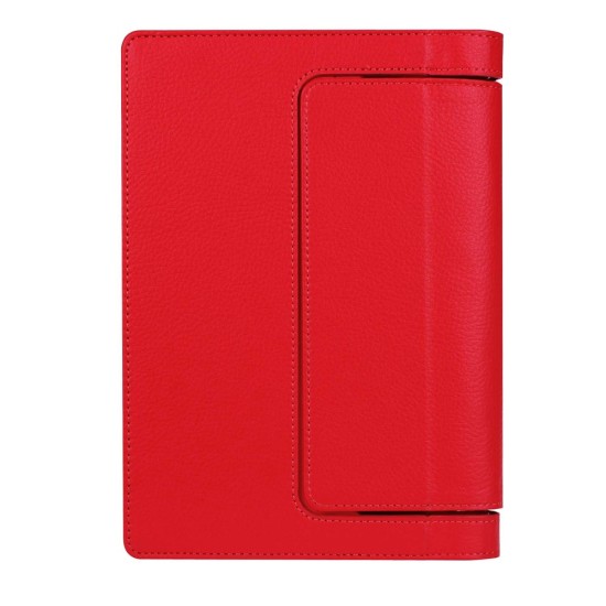 Litchi Texture PU Leather Tablet Case for Lenovo Yoga Tab 3 8.0 YT3-850F / YT3-850L - Red - sāniski atverams maciņš ar stendu (ādas maks, grāmatiņa, leather book wallet case cover stand)